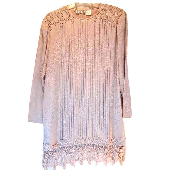 In The Mood Women's Skirt Set Pink Jacquard Tunic Top Micro-pleated Lace Midi 14 - Picture 2 of 16